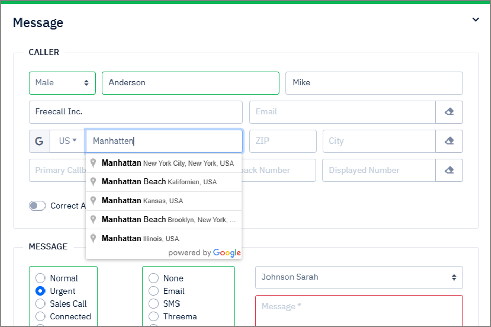 Interface for message delivery in Message1